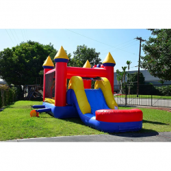 rainbowbrickcombo2 1711987901 1 #105 Wet/Dry Rainbow Bricks Bounce House w/ Basketball Hoop