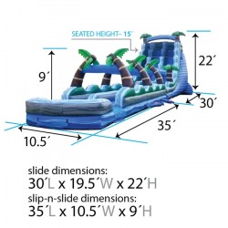 65 foot inflatable water slide slip n slide tropical marble dimensions2 1715253165 #108 35' Tropical Marble Dual Lane Inflatable Slip n Slide